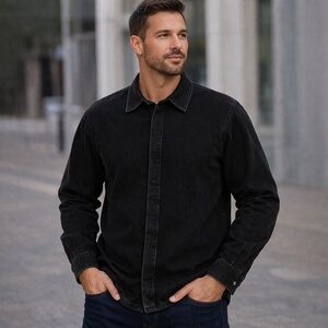 Zara Black Denim oversized Shirt